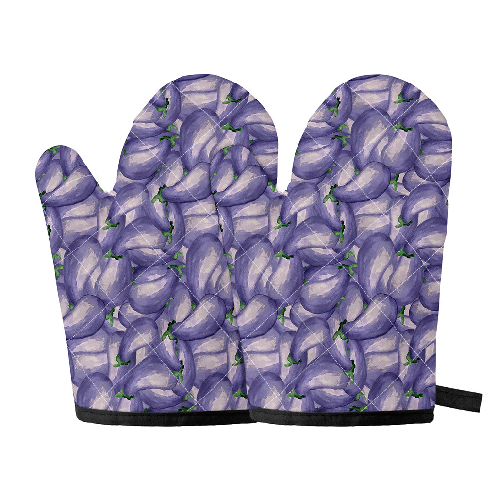 Watercolor Eggplant Print Oven Mitts