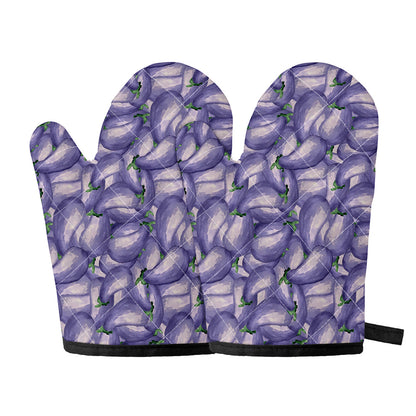 Watercolor Eggplant Print Oven Mitts