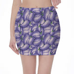 Watercolor Eggplant Print Pencil Mini Skirt