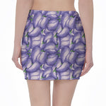 Watercolor Eggplant Print Pencil Mini Skirt