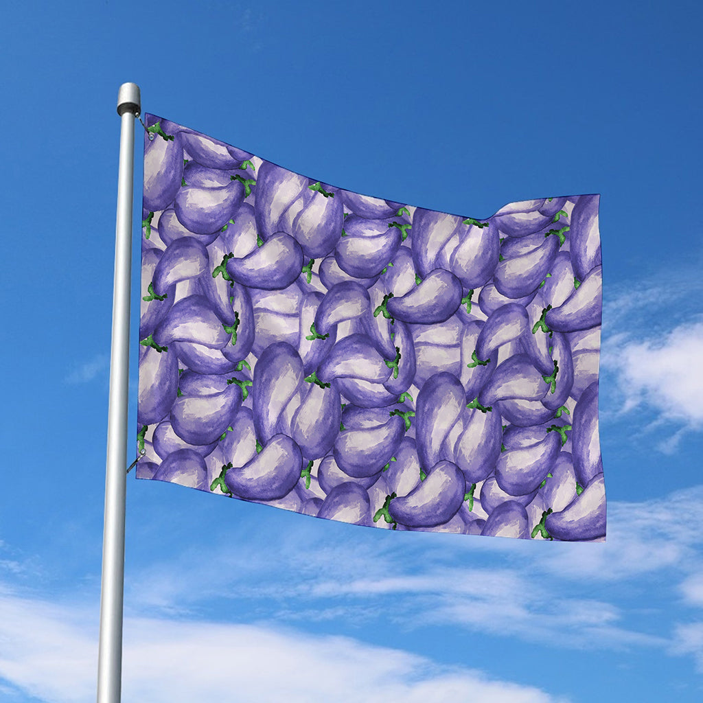 Watercolor Eggplant Print Polyester Flag