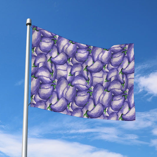 Watercolor Eggplant Print Polyester Flag