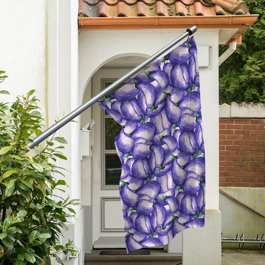 Watercolor Eggplant Print Polyester Flag