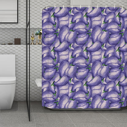 Watercolor Eggplant Print Polyester Shower Curtain