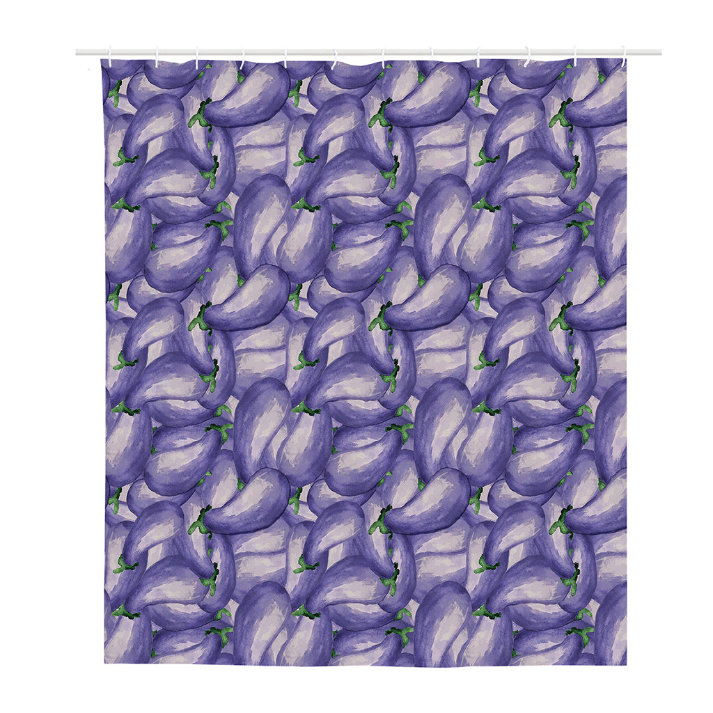 Watercolor Eggplant Print Polyester Shower Curtain