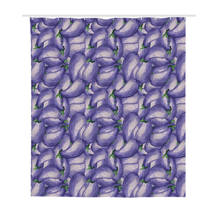 Watercolor Eggplant Print Polyester Shower Curtain