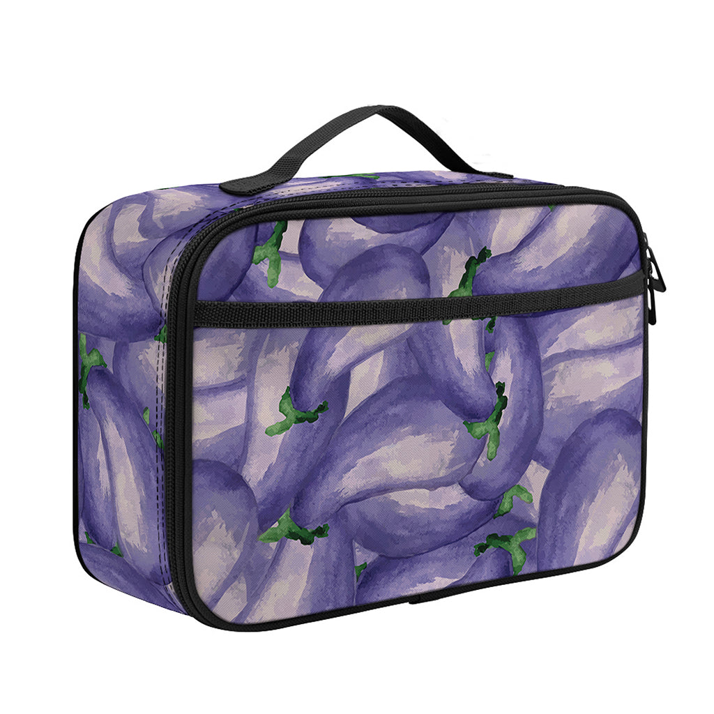Watercolor Eggplant Print Portable Lunch Bag