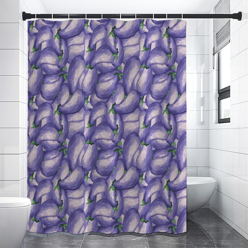 Watercolor Eggplant Print Premium Shower Curtain