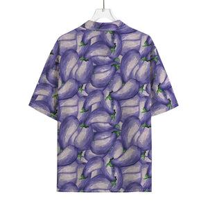 Watercolor Eggplant Print Rayon Hawaiian Shirt