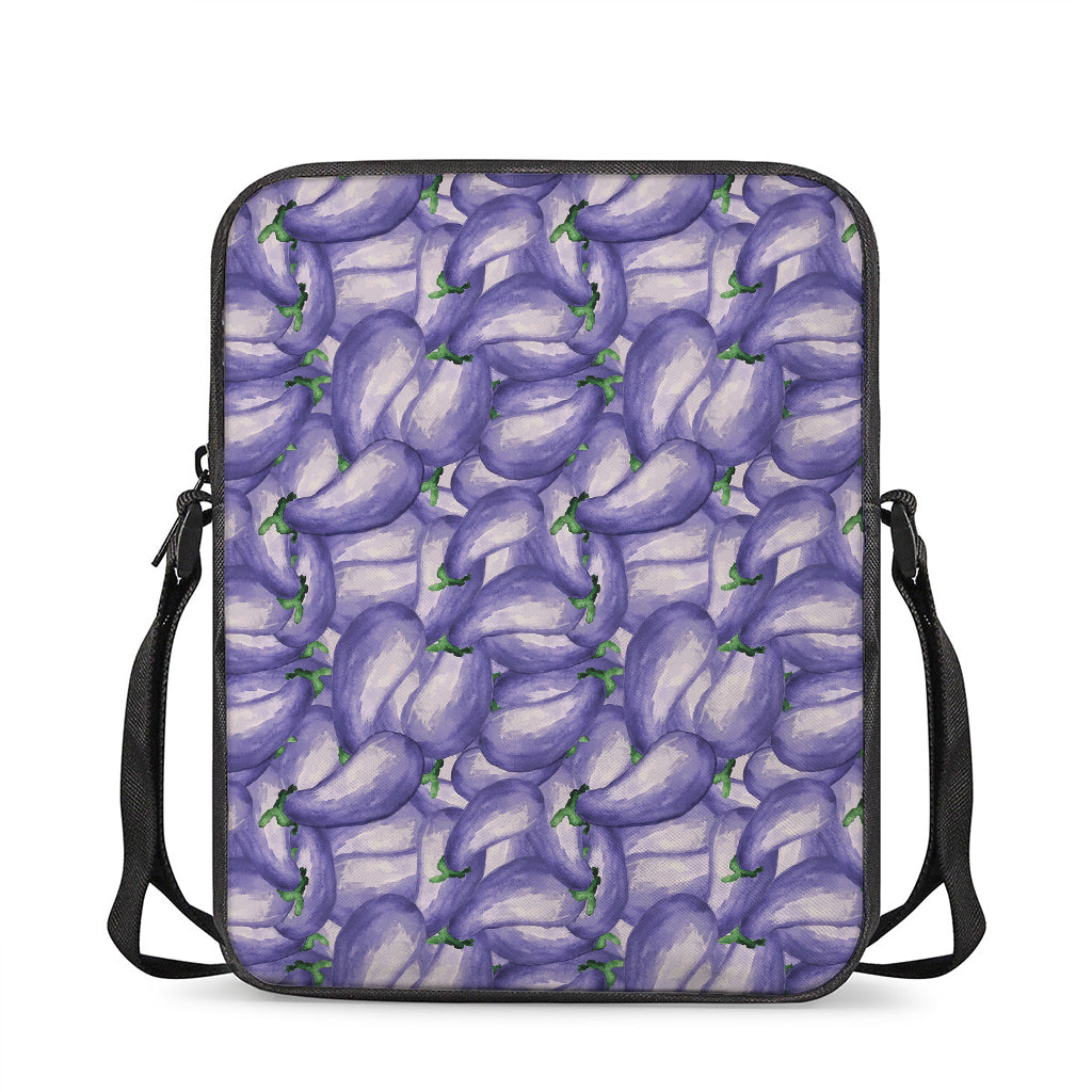 Watercolor Eggplant Print Rectangular Crossbody Bag