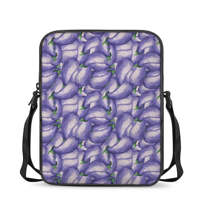 Watercolor Eggplant Print Rectangular Crossbody Bag