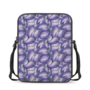 Watercolor Eggplant Print Rectangular Crossbody Bag