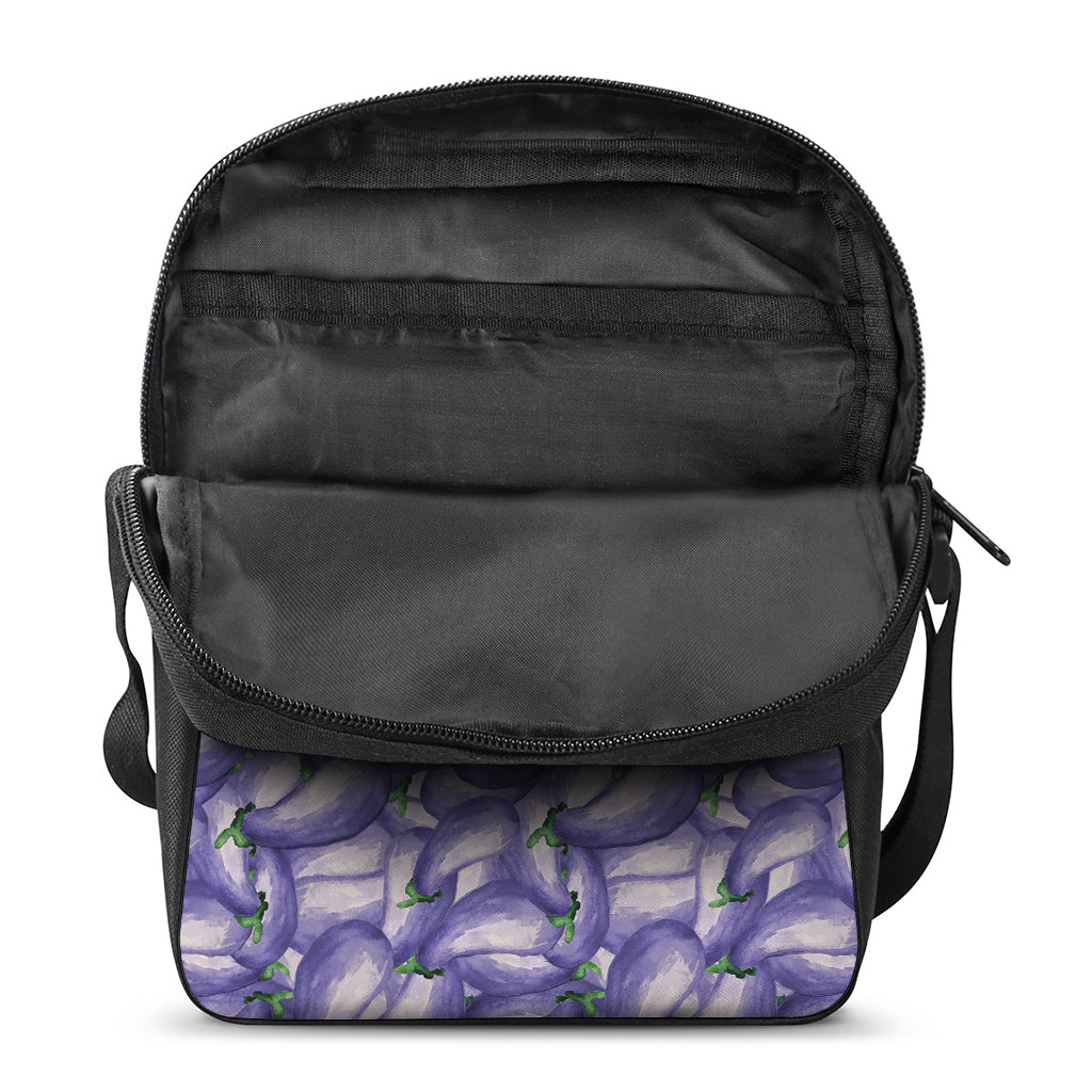 Watercolor Eggplant Print Rectangular Crossbody Bag