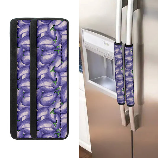 Watercolor Eggplant Print Refrigerator Handle Covers