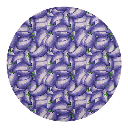 Watercolor Eggplant Print Round Blanket