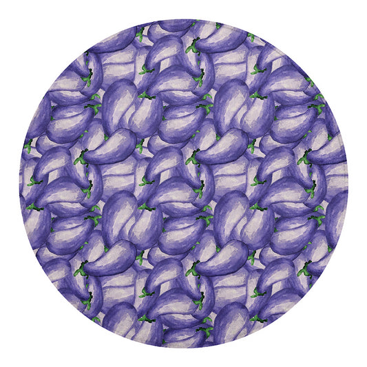 Watercolor Eggplant Print Round Blanket