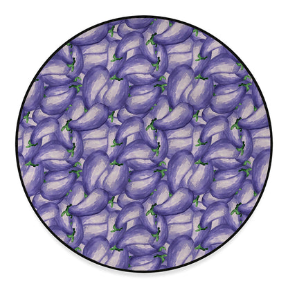 Watercolor Eggplant Print Round Floor Mat