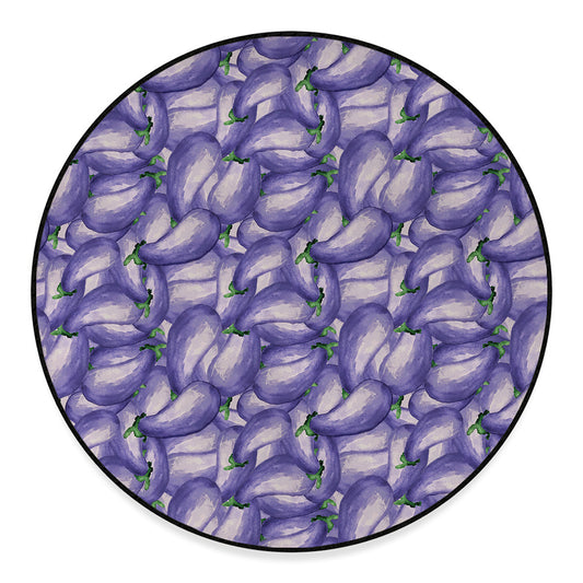 Watercolor Eggplant Print Round Floor Mat