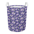 Watercolor Eggplant Print Round Laundry Basket