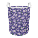 Watercolor Eggplant Print Round Laundry Basket