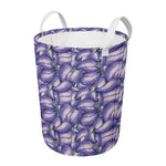 Watercolor Eggplant Print Round Laundry Basket