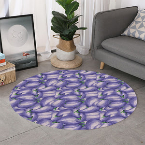 Watercolor Eggplant Print Round Rug