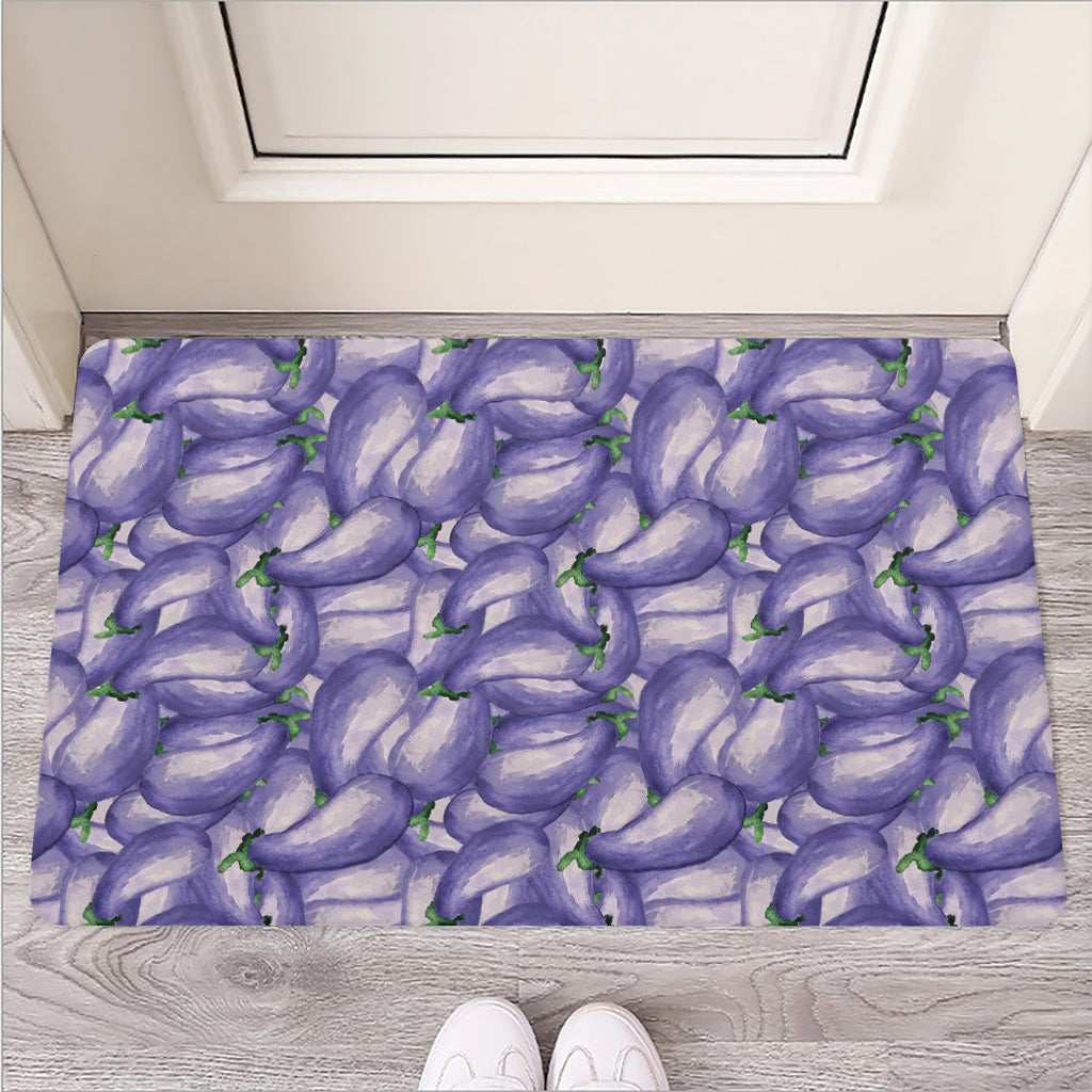 Watercolor Eggplant Print Rubber Doormat