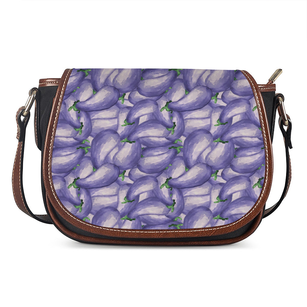 Watercolor Eggplant Print Saddle Bag