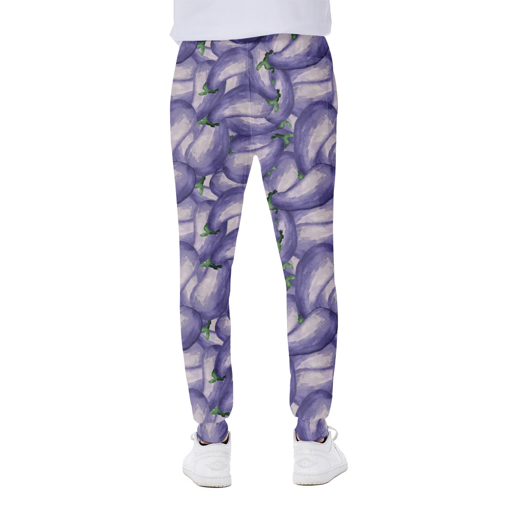 Watercolor Eggplant Print Scuba Joggers