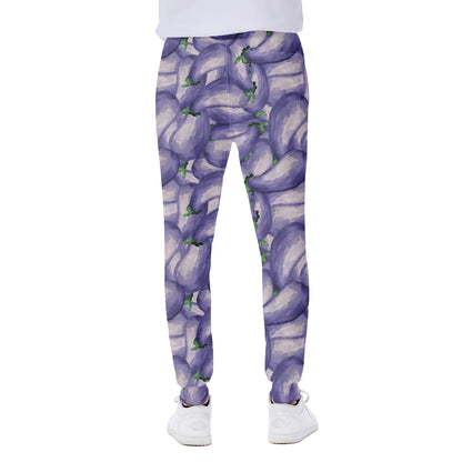 Watercolor Eggplant Print Scuba Joggers
