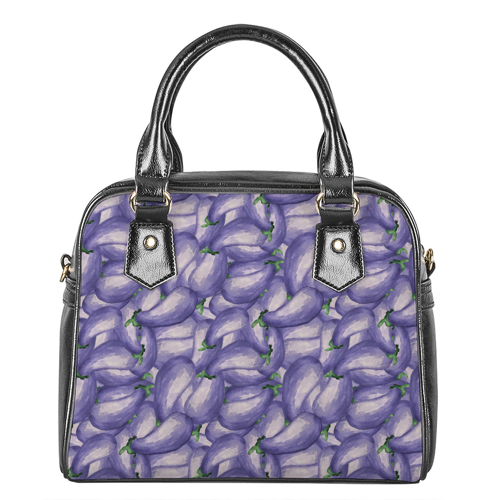 Watercolor Eggplant Print Shoulder Handbag