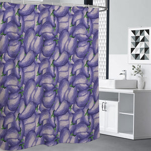 Watercolor Eggplant Print Shower Curtain