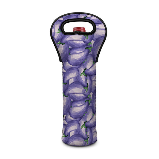 Watercolor Eggplant Print Single Neoprene Wine Tote