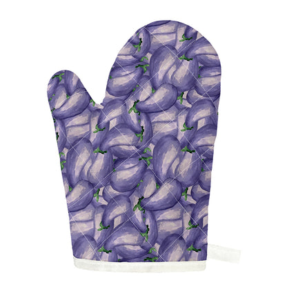 Watercolor Eggplant Print Single Oven Mitt