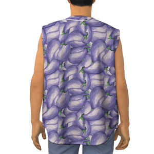 Watercolor Eggplant Print Sleeveless Baseball Jersey