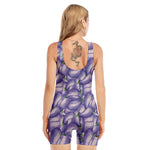 Watercolor Eggplant Print Sleeveless One Piece Swimsuit