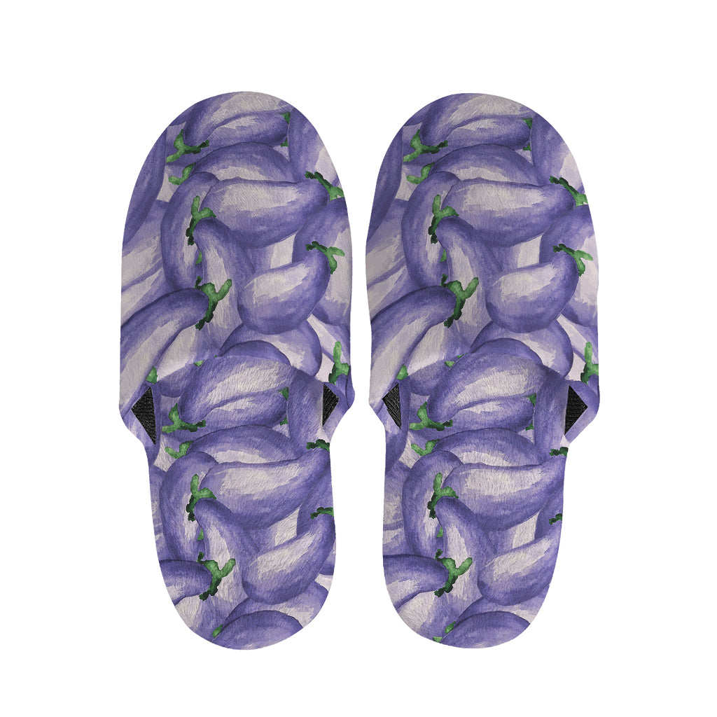 Watercolor Eggplant Print Slippers