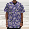 Watercolor Eggplant Print Textured Short Sleeve Shirt