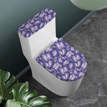 Watercolor Eggplant Print Toilet Lid And Tank Cover Set