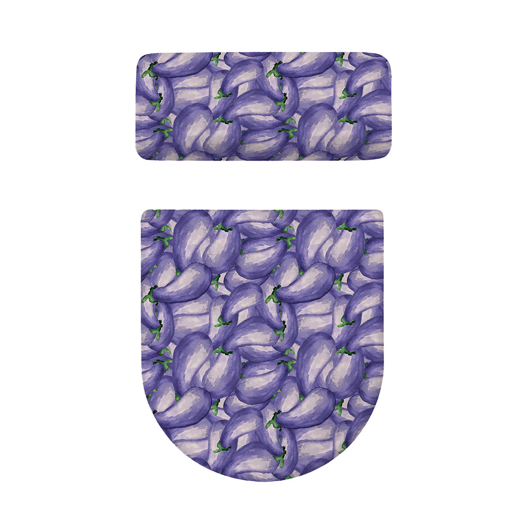 Watercolor Eggplant Print Toilet Lid And Tank Cover Set