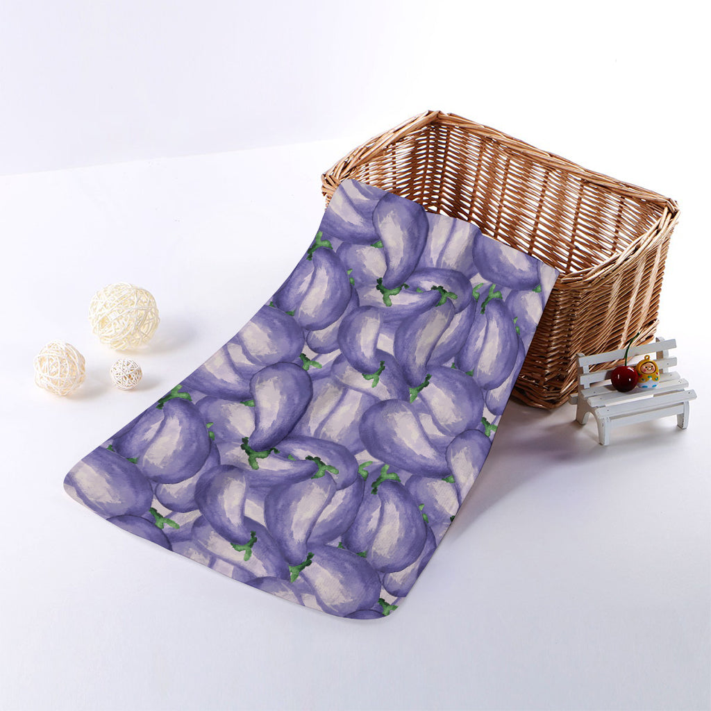 Watercolor Eggplant Print Towel