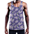 Watercolor Eggplant Print Men's Workout Tank Top