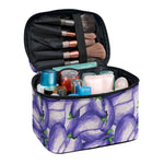 Watercolor Eggplant Print Travel Makeup Bag