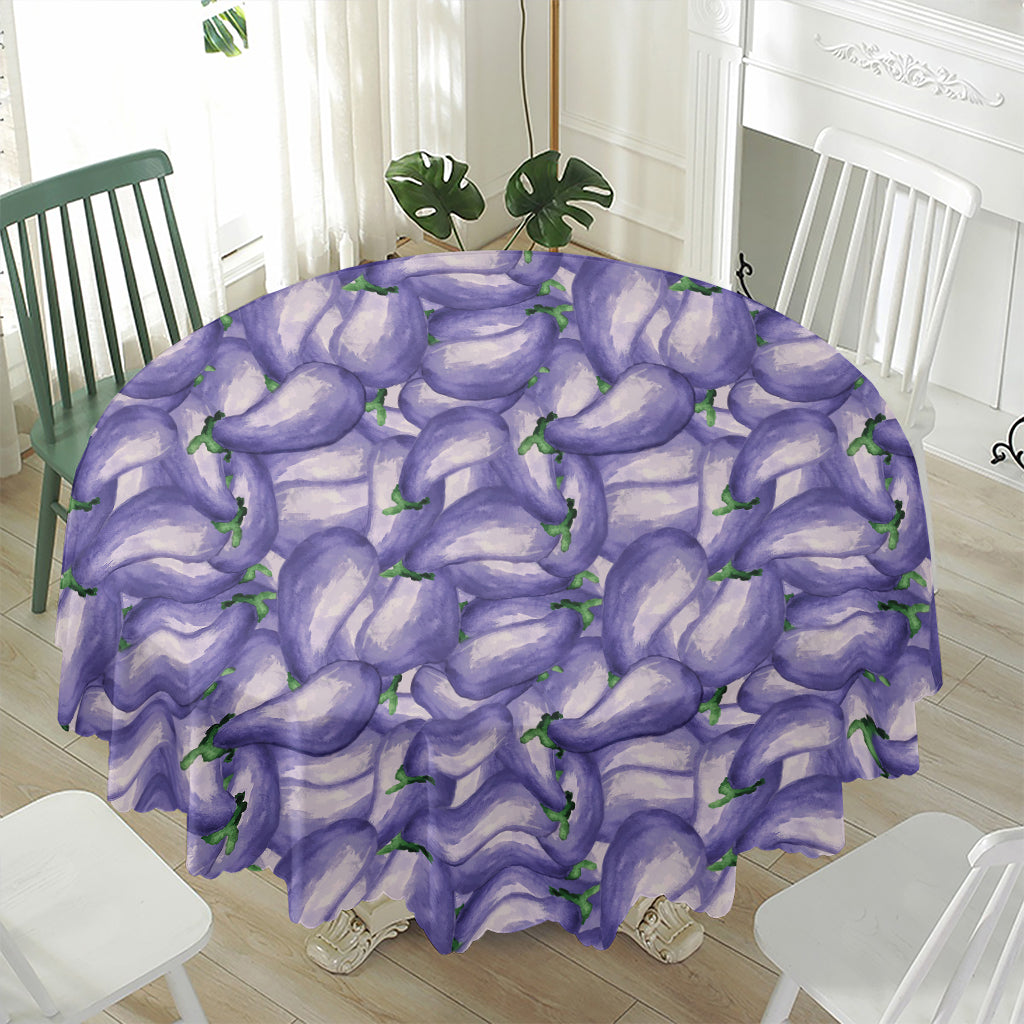 Watercolor Eggplant Print Waterproof Round Tablecloth