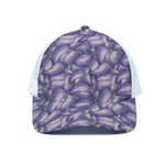 Watercolor Eggplant Print White Mesh Trucker Cap