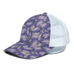 Watercolor Eggplant Print White Mesh Trucker Cap