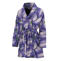 Watercolor Eggplant Print Women's Bathrobe
