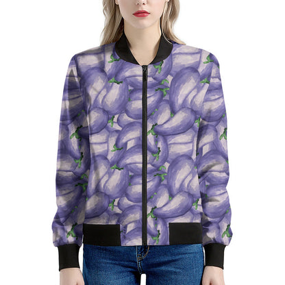 Watercolor Eggplant Print Women's Bomber Jacket