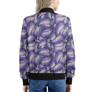 Watercolor Eggplant Print Women's Bomber Jacket