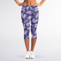 Watercolor Eggplant Print Women's Capri Leggings